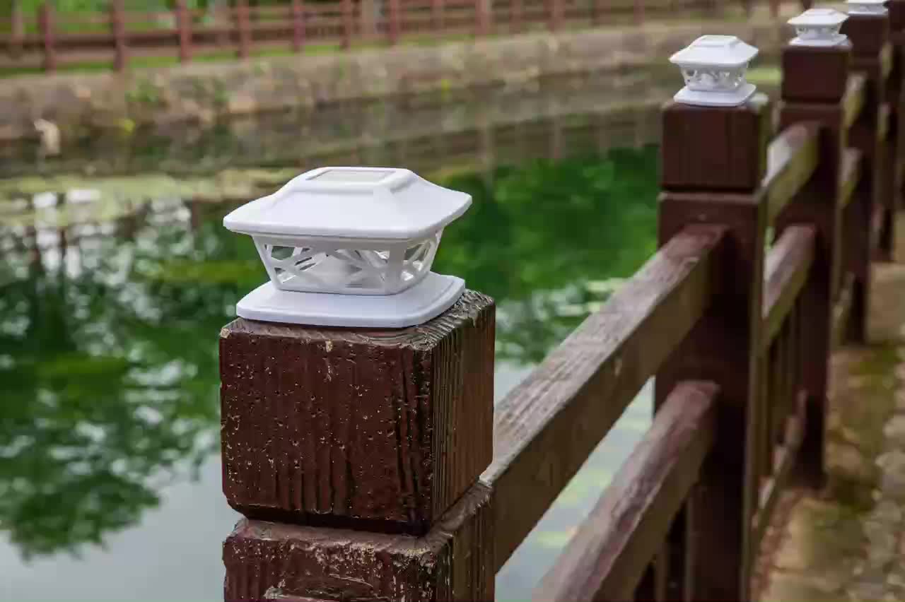 WASON NEUE Two Modi warm/weiße LED Solar Post Cap Lights Outdoor Deck Zaun Säulenkappe Licht für Garten -Terrasse Dekoration1