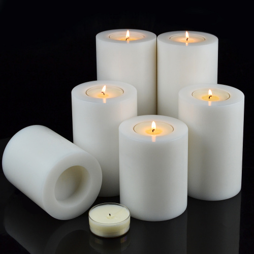 White resin artificial candle holders