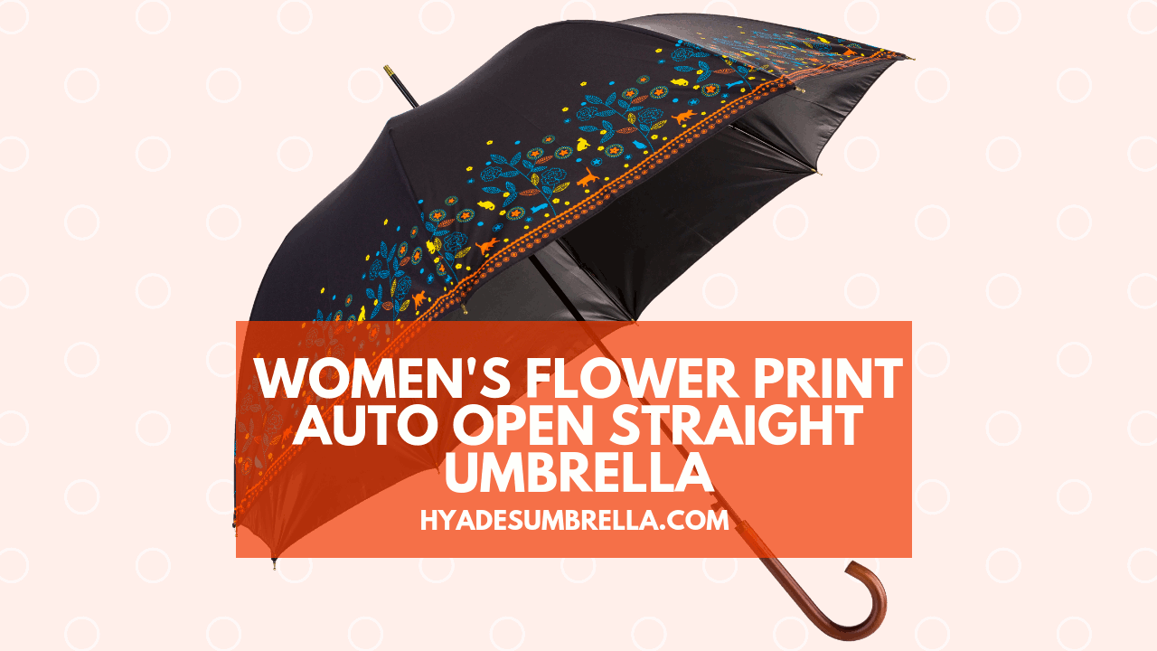 Women's Flower Print Auto Open Straight Umbrella