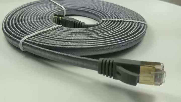 video cat7 platte nylon gevlochten kabel (5)