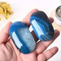 批发天然宝石蓝色玛瑙棕榈石晶体棕榈棕榈疗法工艺1
