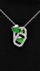 18k Gold Diamond Green Color Jadeite Pendant Charms