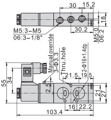 4M110-06 Airtac Type 5/2 Way Namur Mount Solenoid Valve 0