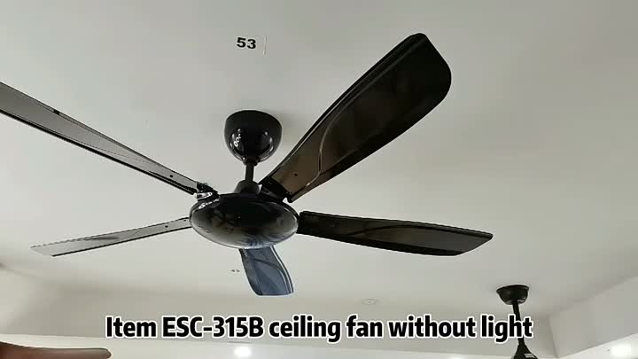 Black ceiling fan without light
