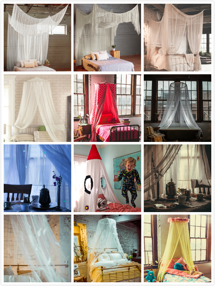 Cute round mosquito net in the bedroom