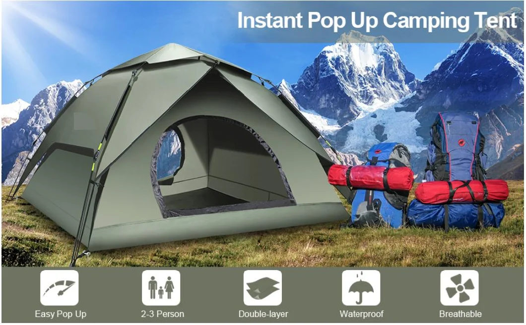 Two Person Instant Pop up Double-Layer Waterproof Family Inflatable Outdoor Camping Tent for Hiking Backpacking