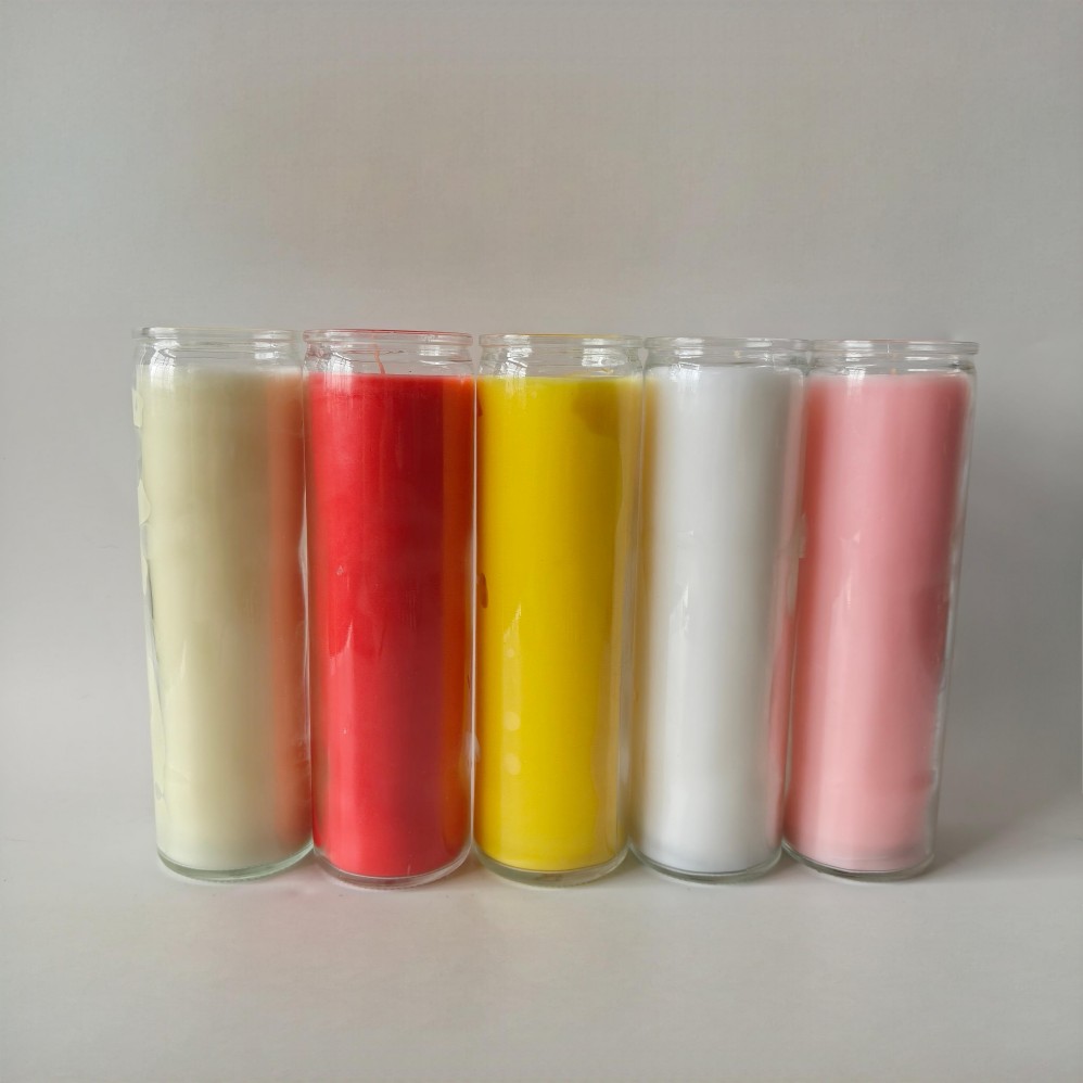 colorful plain 7 days burning religious candle.