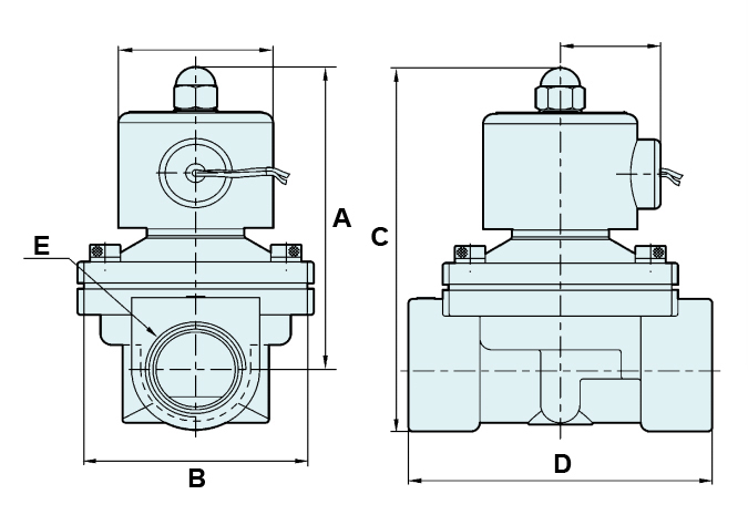 Boyut OD 2W/2S Su solenoid valfi