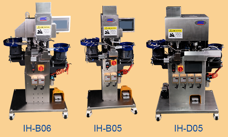 3 TYPES DE MACHINES DE FIXATION DE BOUTONS 3 KINDS OF BUTTON FASTENER MACHINES