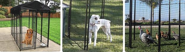 Canil ao ar livre de casa de cachorro grande e moderna com cobertura de tecido de proteção 12