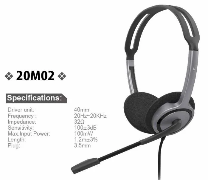 Factory Wholesale Economical Wired PC Headphone with Microphone Mainly for Office Phone Call