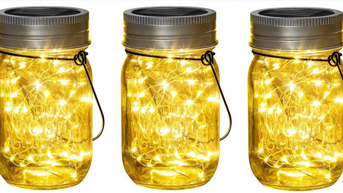 20 LED Hanging Solar Light Outdoors Jar Mason Tap Lid Fairy String Light para el patio del patio de Navidad y Lawn1