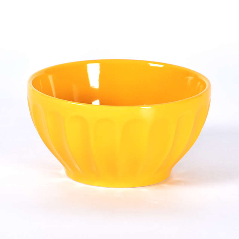 Amazon Factory Direct Color Emboss Stripe Modern Porcelain Ceramic Soup Bowl