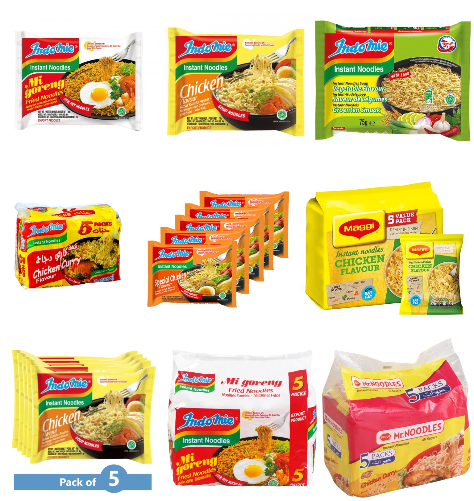 5 bags instant noodle packing machine