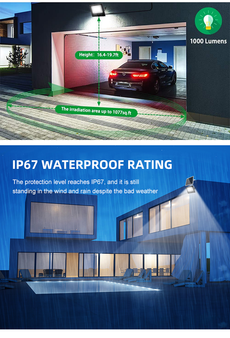 G-Lights Controllo della luce ad alta potenza Ip67 Impermeabile per esterni ABS 25W 40W 60W 100W 200W Luce di inondazione solare a led