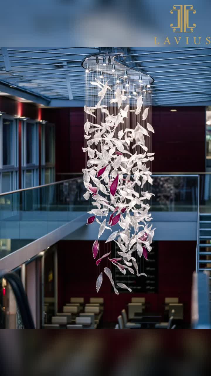 Lustre en verre à feuilles