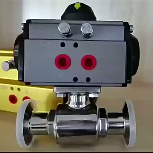 Supapă cu bilă pneumatică sanitară cu fixare rapidă