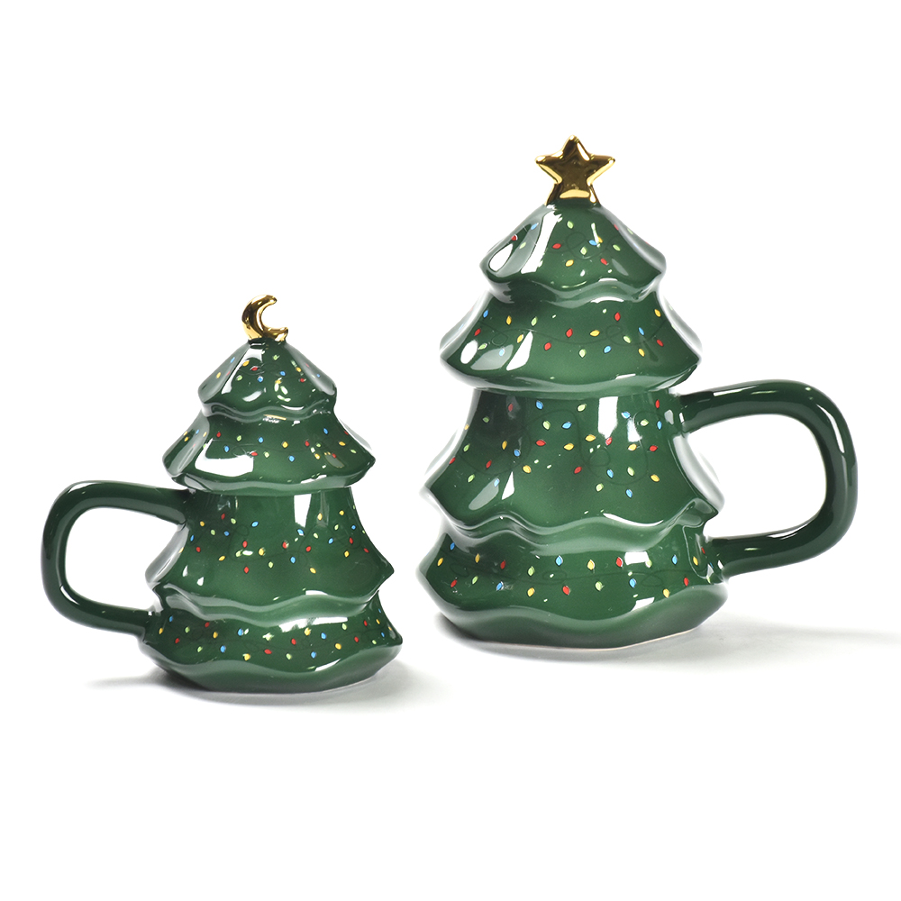 Créative Ceramic Coffee tasse de grande capacité au thé de bois de boisson boisson Tasse d'arbre de Noël avec cadeau de Noël au couvercle