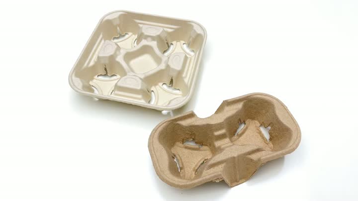 Biodegradable 2-Cup Holder Molded Pulp
