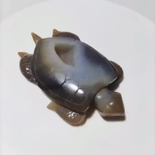 高质量的天然灰色玛瑙德鲁兹雕刻动物玛瑙的地龟水晶工艺品1