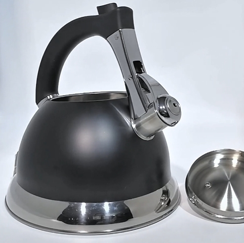 FH-609Teapot مع مقبض أسود وحامل أعلى أسود