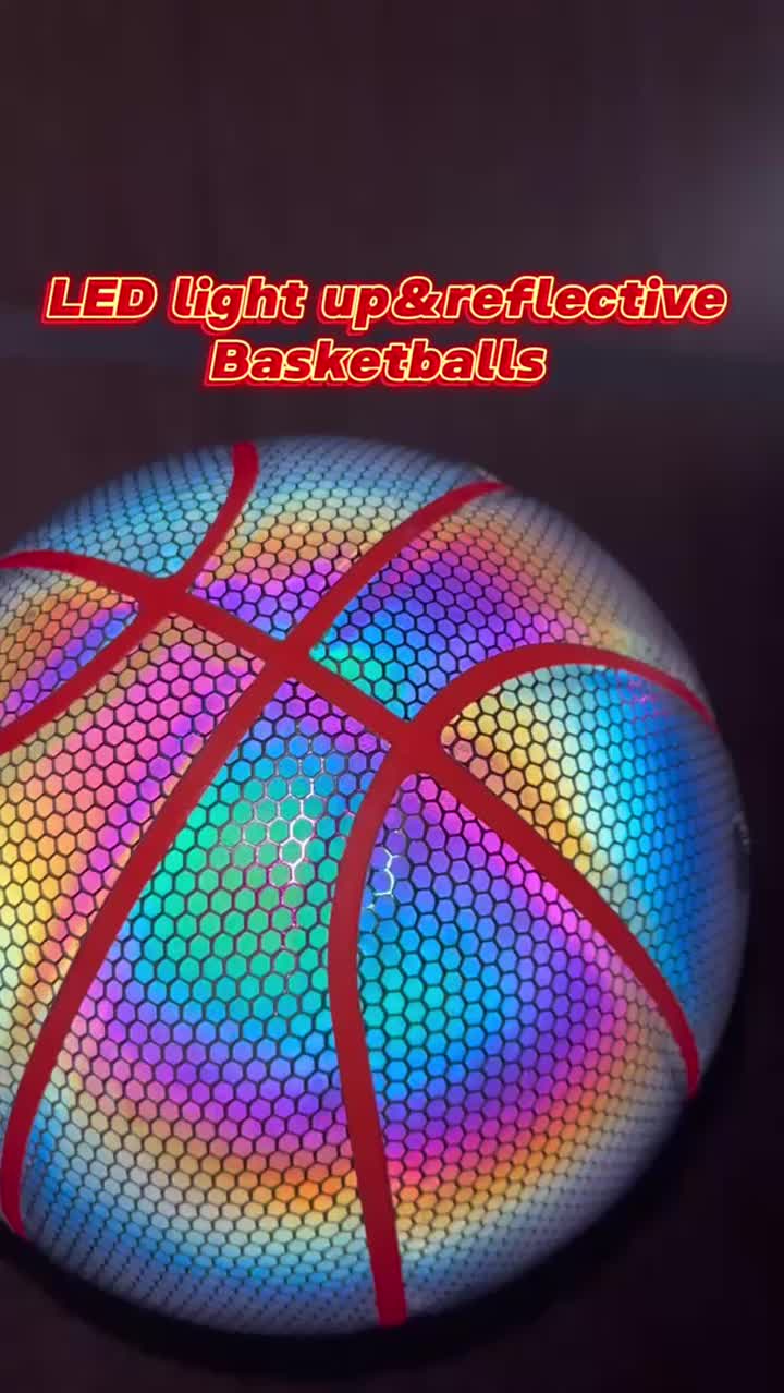 holographic reflective glowing basketball