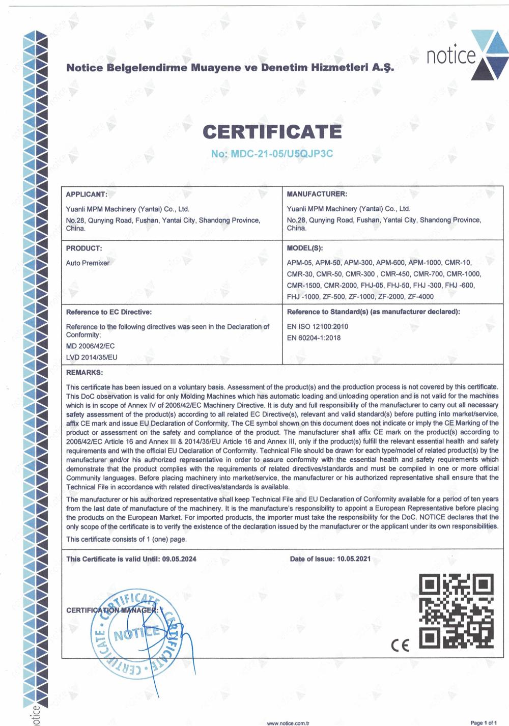 CE certificate