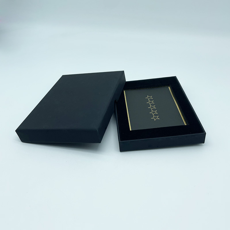 Custom soft touch paper small black box with lid