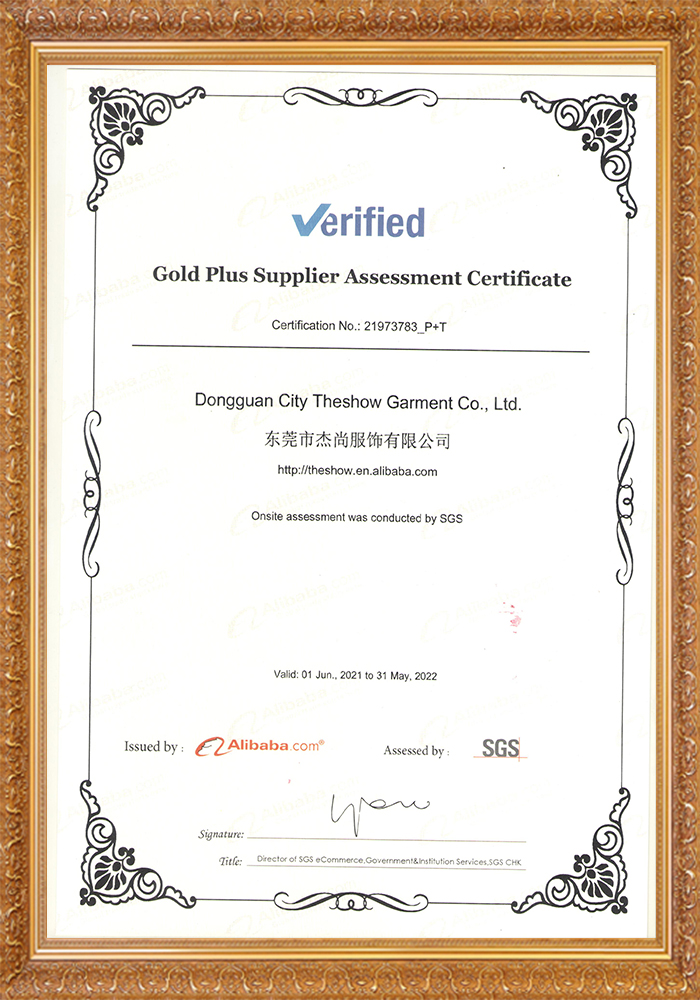 Gold Plus Supplier Assessment Certificate