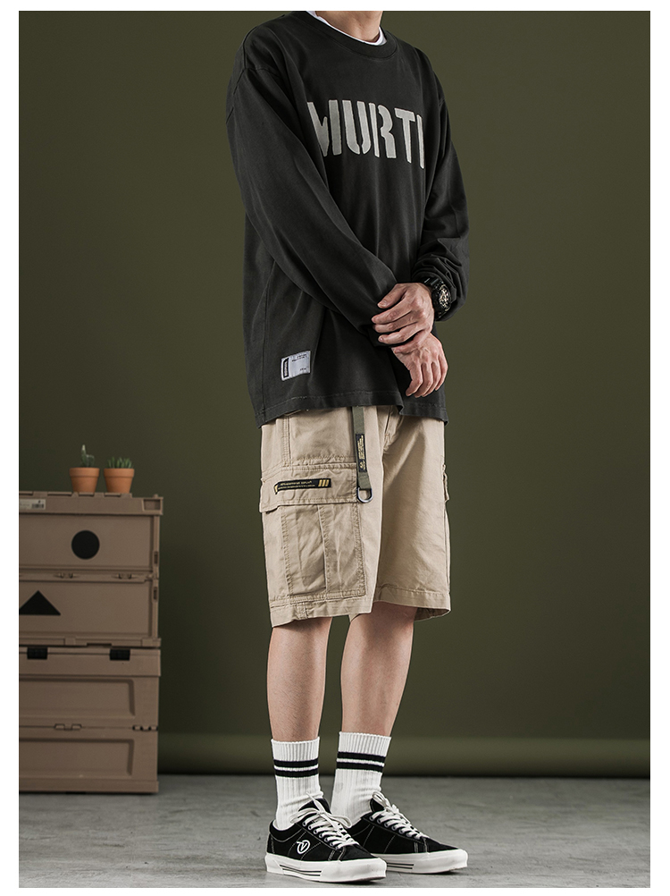 DD.A02 Multi Pocket work wear shorts men's pure cotton loose five point pants men cargo shorts