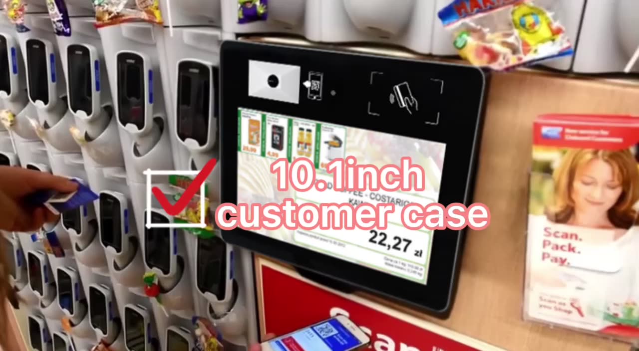 10.1 High Quality Touch screen information kiosk self Service Barcode Scanner pos system1