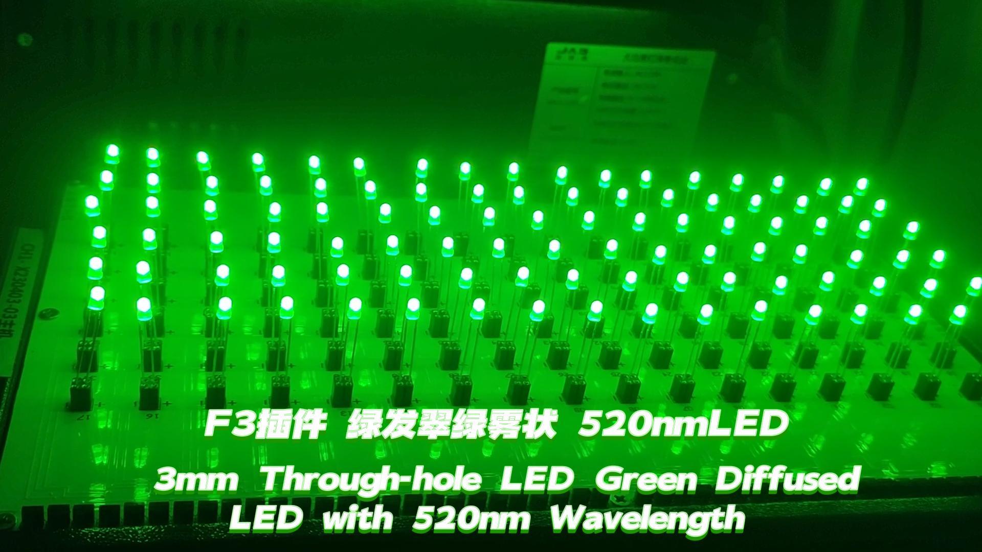 LED verte diffusée de 3 mm à travers le trou vert
