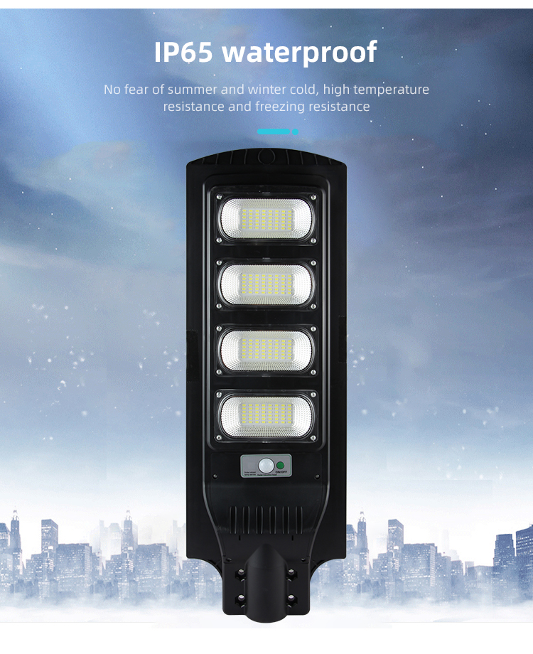 Novo produto Ip65 impermeável ABS externo 60w 120w 180w 240w 300w tudo em um poste de luz solar LED integrada