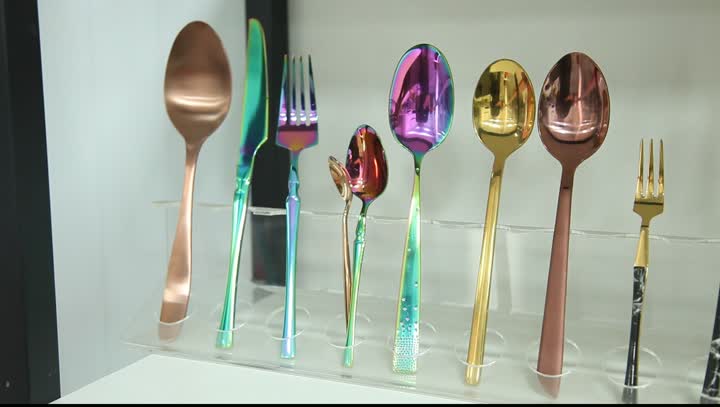 stainless steel tableware with different colors of pvd coating