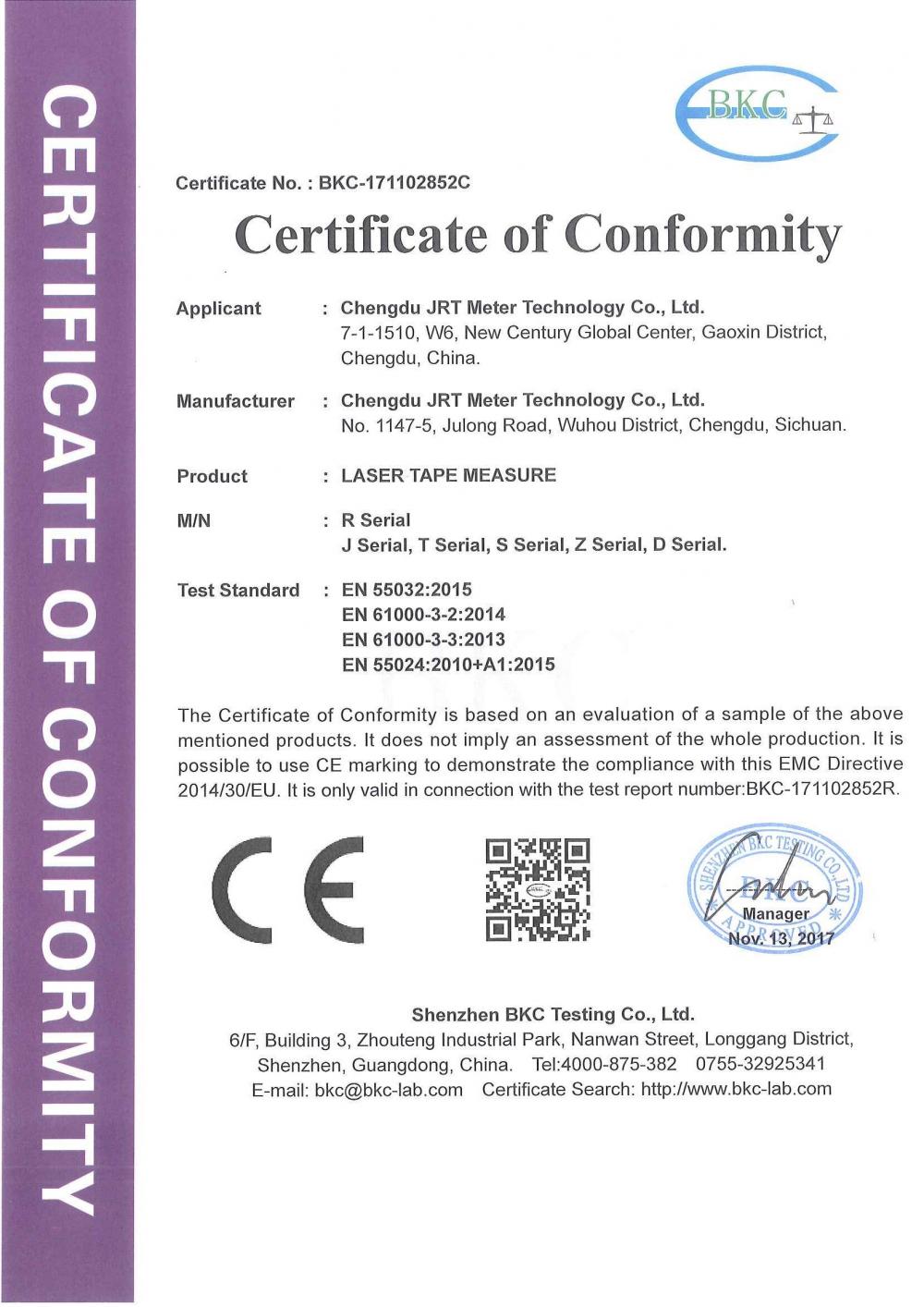 Certificate of Conformity