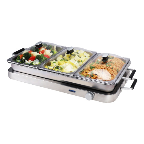 The Newest Deluxe Triple Buffet Server Food Warmer with warming Pan