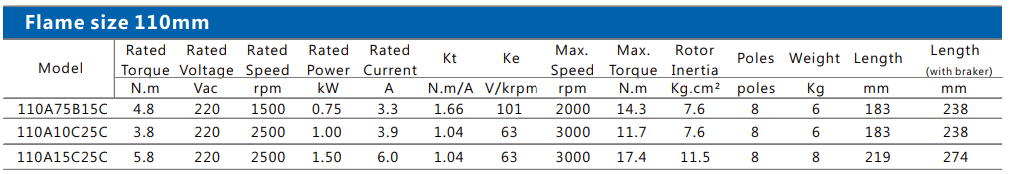 110 Technicial parameters