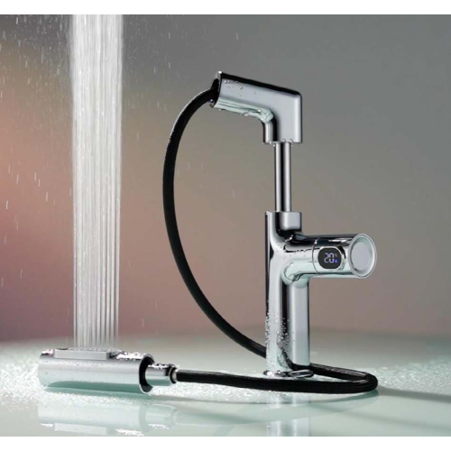 Awesome! This faucet can be pulled out, lifted and turned into a shower, All in one!