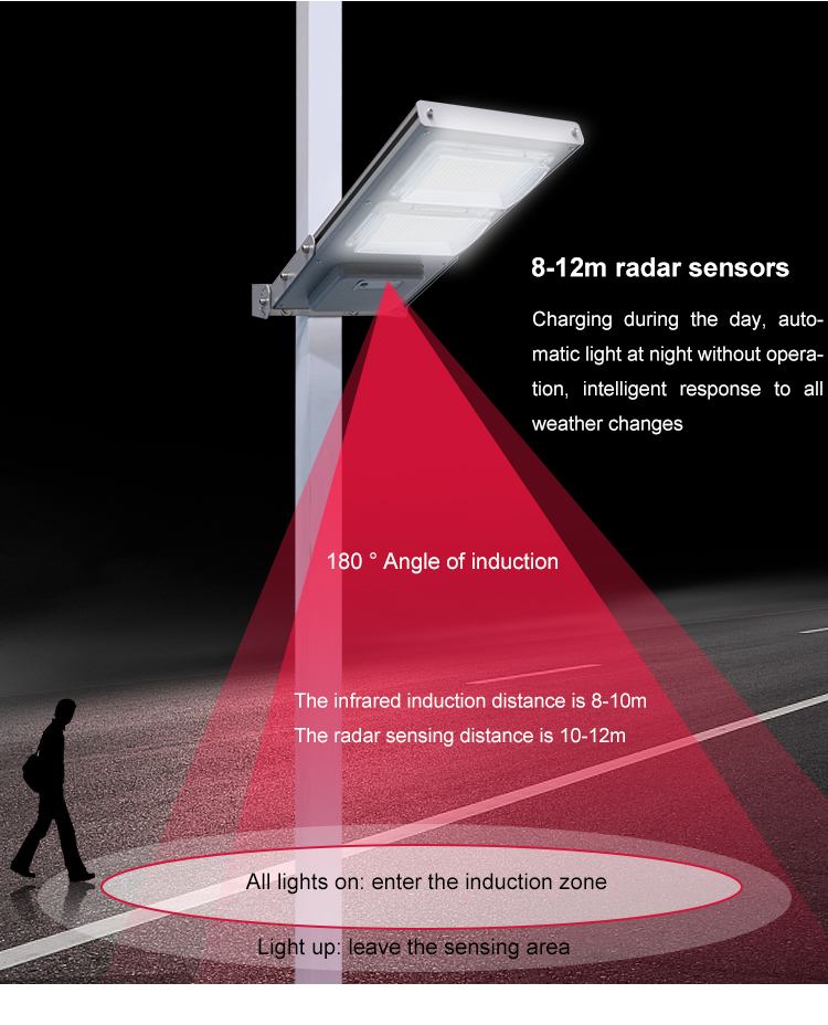 Super Brightness À Prova D 'Água Ip65 Montado Na Parede 100 150 Watts Tudo Em Um Led Solar Poste