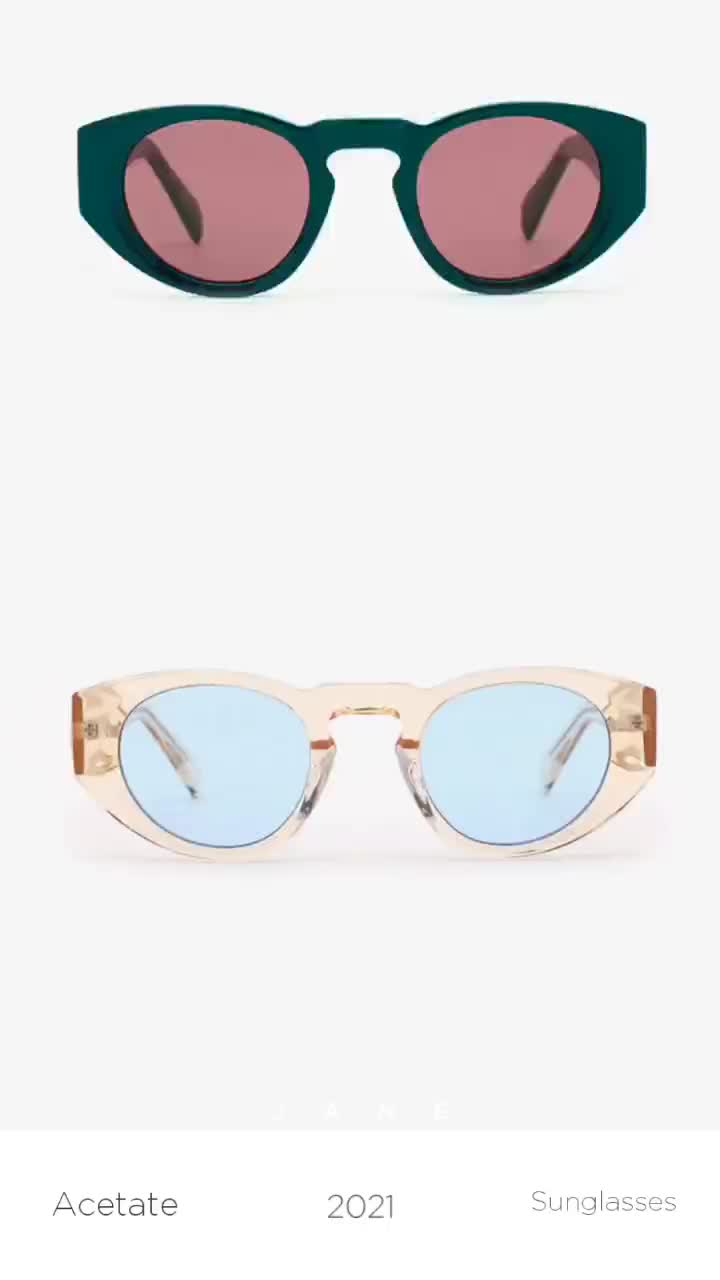 Ｏval-frame Acetate Unisex Sunglasses