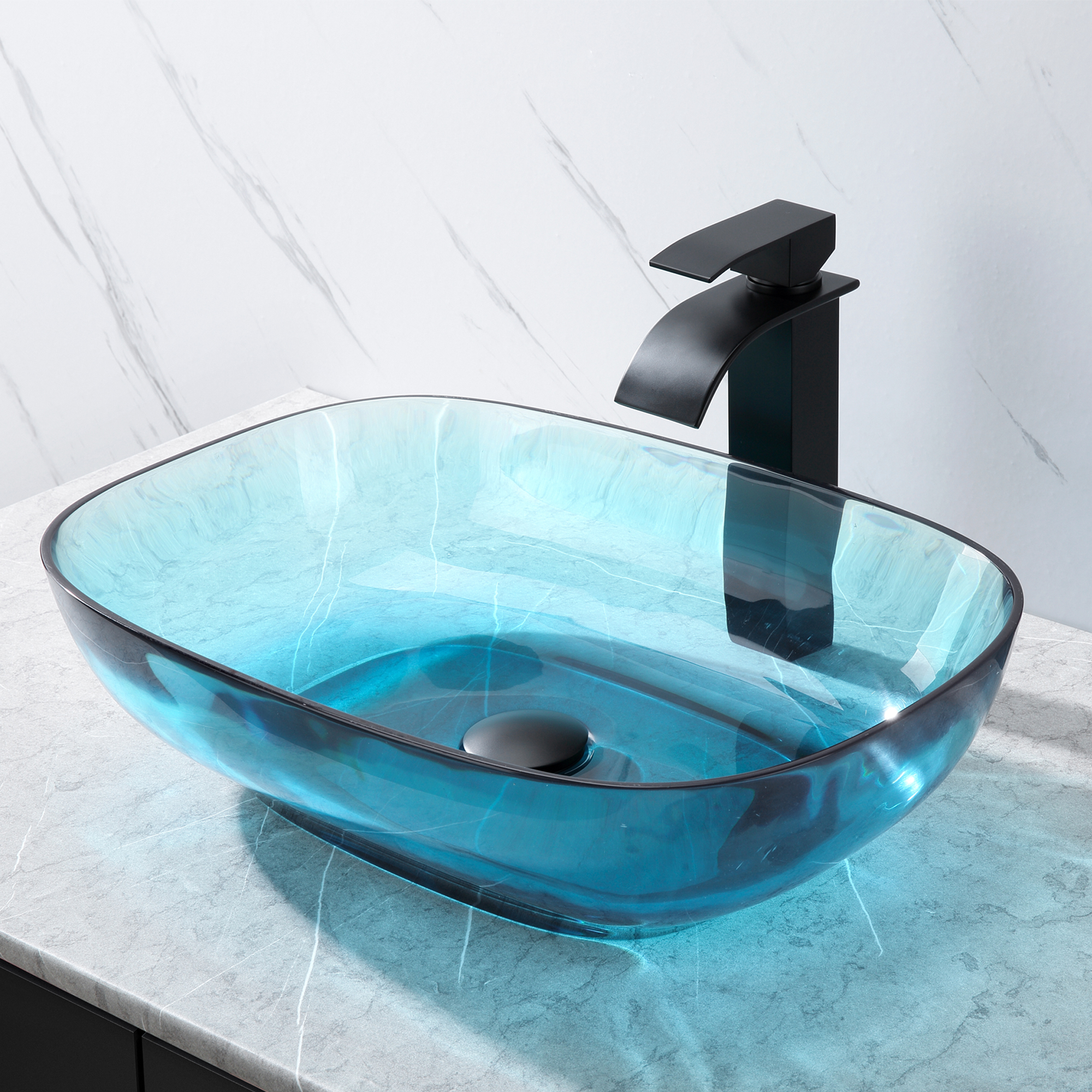 Blue resin basin restoration