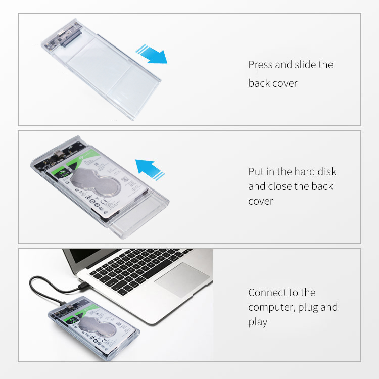 Portable 4TB USB External Hard Drive Case