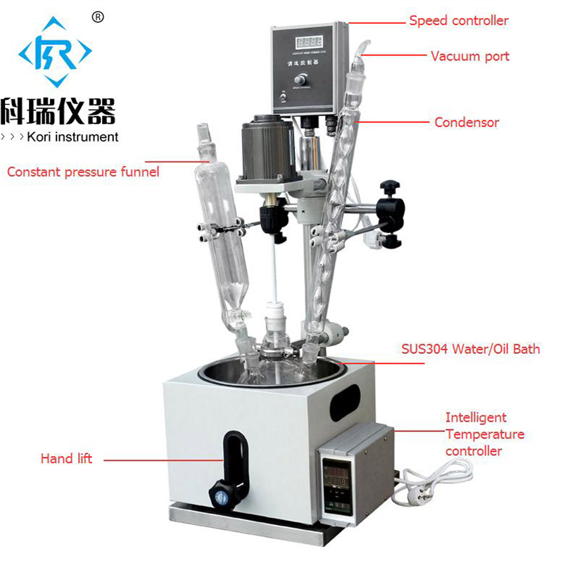 DF-2L Single Layer Glass Reactors with Digital display for Lab Mixing