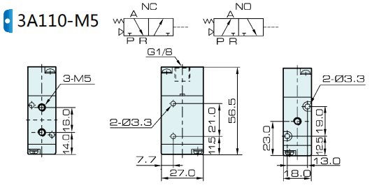 3A110-M5 Airtac Type Air Pilot pneumatische klep 3/2 weg 0