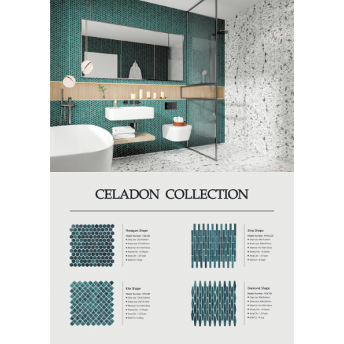 Malachite Green Molten Irregular Shape Glass Mosaic Tiles for Bathroom Design Project