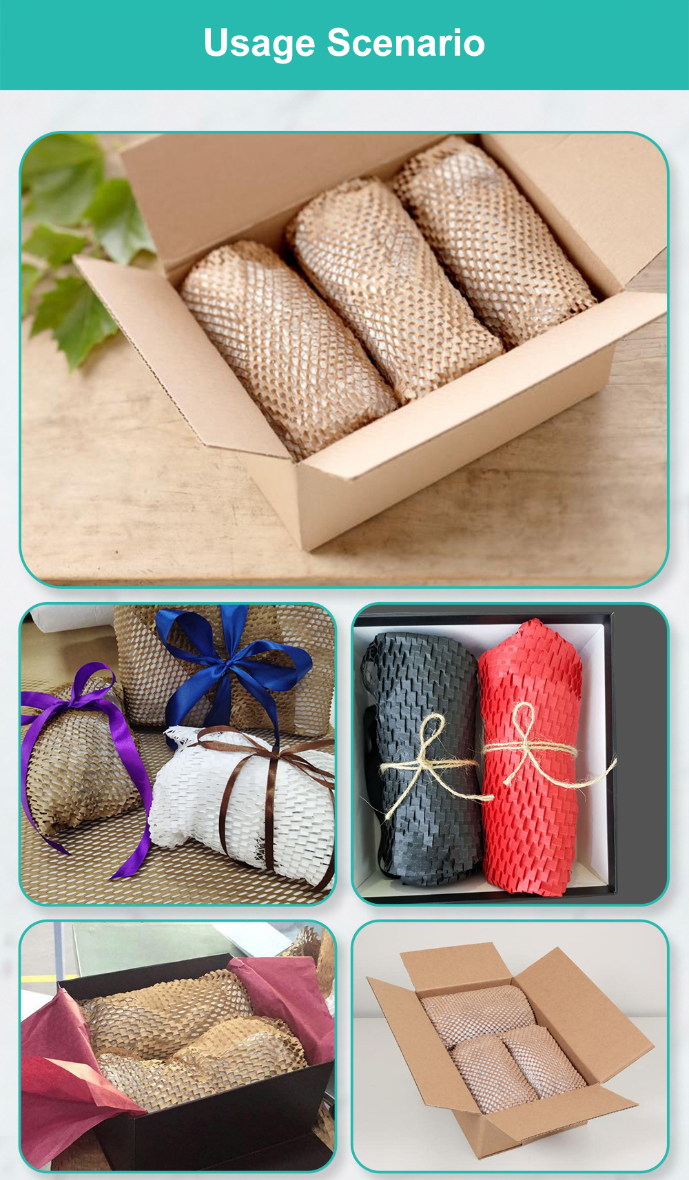 Recyclable ECO Honeycomb Kraft paper cushioning wrap
