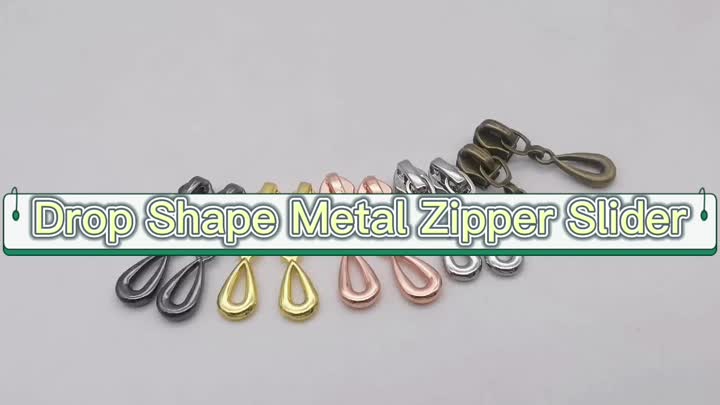 Slider de zíper de metal de forma de gota