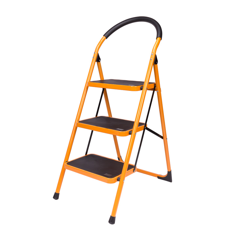 DingQi Multipurpose Safety Wide Step Ladder Metal Portable Household Folding Ladders