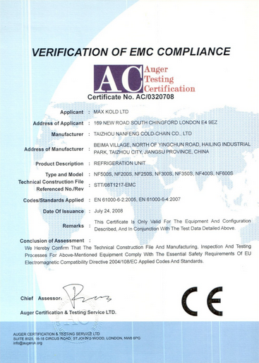 VERIFICATION OF EMC COMPLIANCE