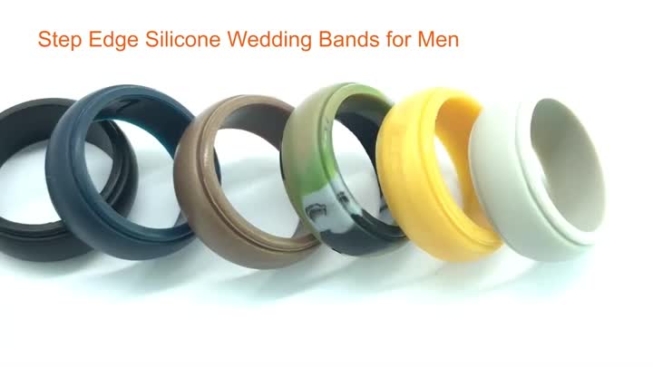 Amazon Best Seller Silicone Ring Step Edge Wedding Band Silicone Sports Rings For Men - Beli Silicone Wedding Rings For Women Cincin Kawin Karet Tipis Stackable Braided Ring, 8mm Silicone Wedding Ring, Cincin Terbaru Untuk Wedding Ring Untuk Pria